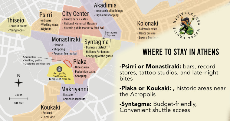 Athens stay area map